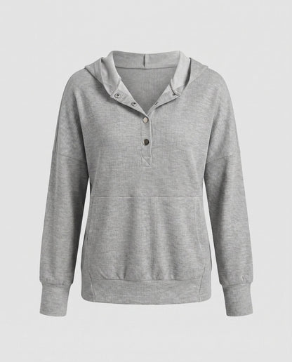 Ladies hoodie with elegant button placket by - Chichicherry