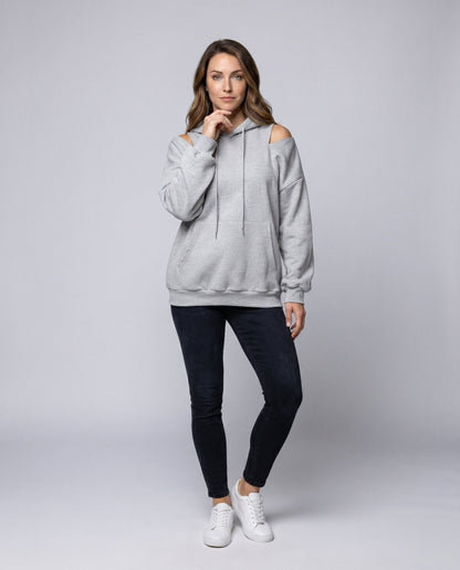 Ladies hoodie with trendy cut-out details - Chichicherry