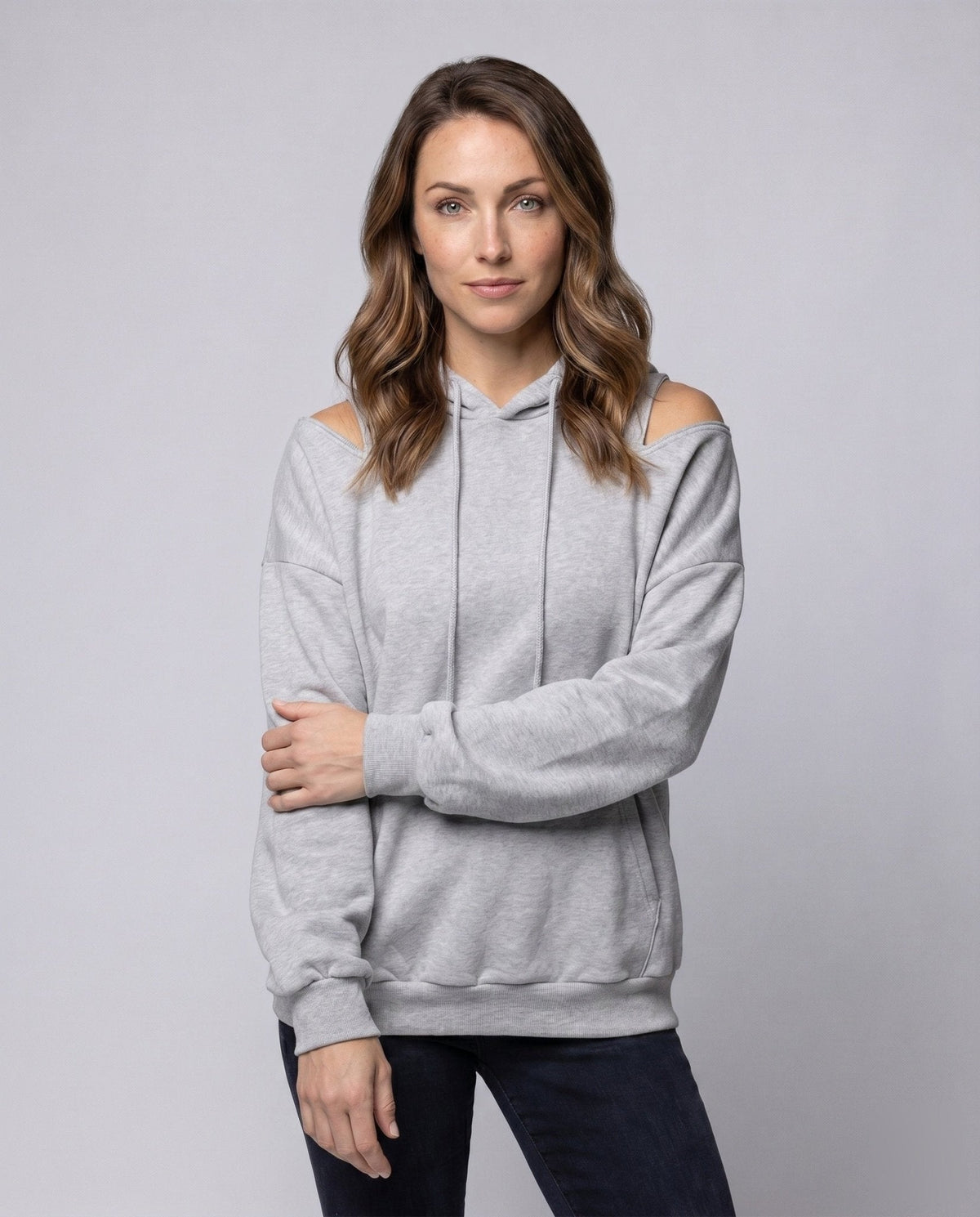Ladies hoodie with trendy cut-out details - Chichicherry