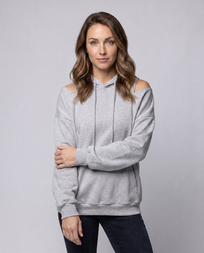 Ladies hoodie with trendy cut-out details - Chichicherry