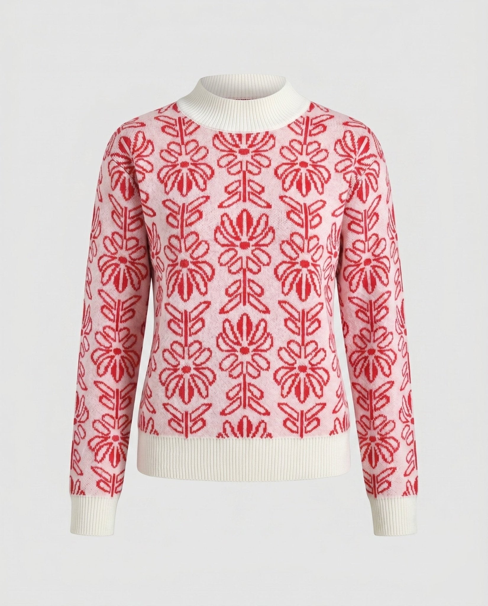 Ladies knit pullover with floral embroidery - Chichicherry