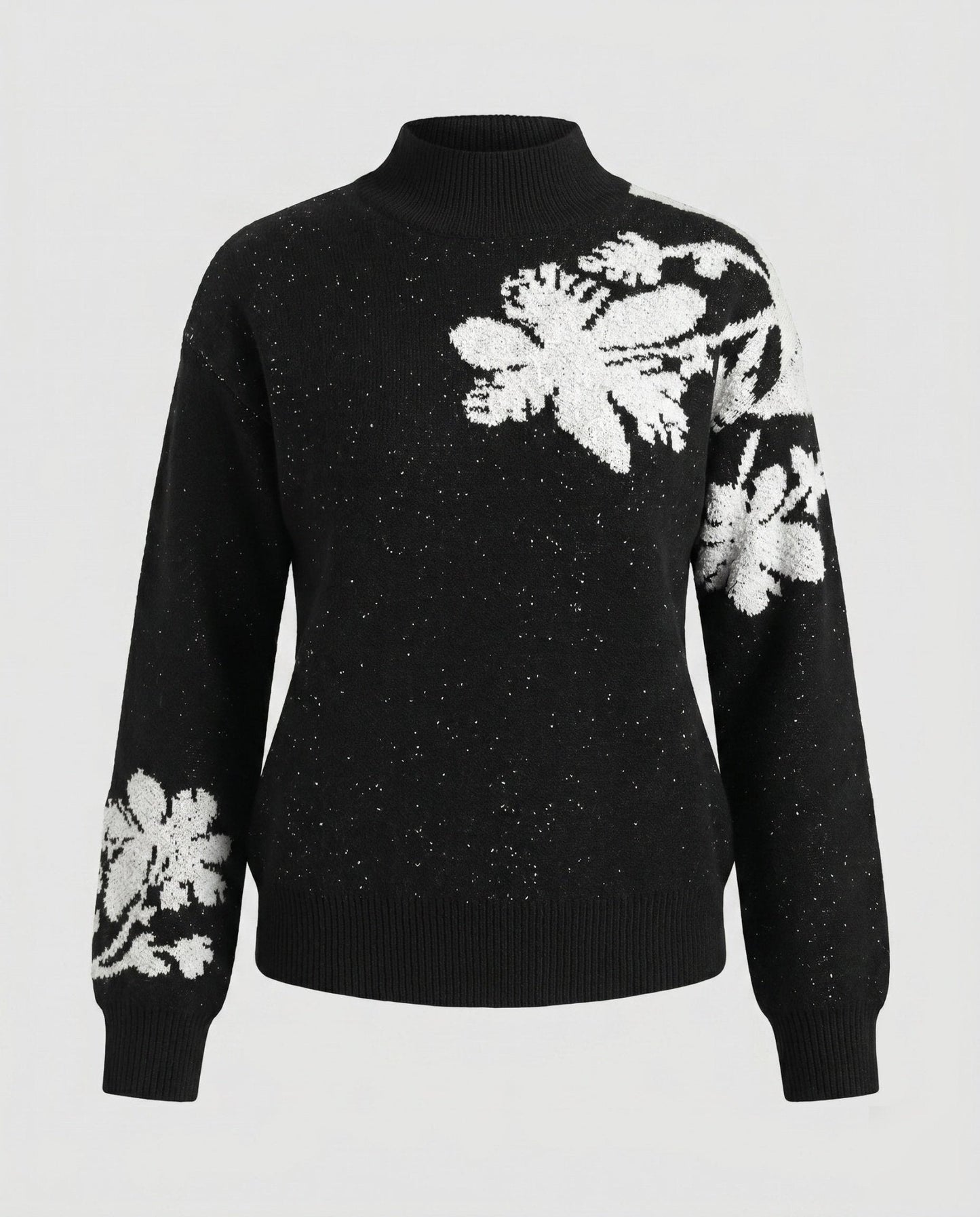 Ladies knitted sweater with floral accents - Chichicherry