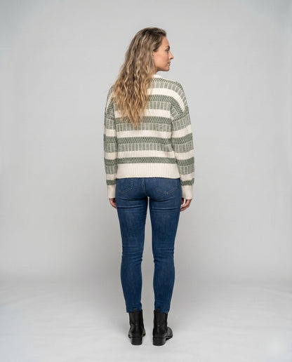 Ladies' knitted sweater with modern rib pattern and wide sleeves - Chichicherry