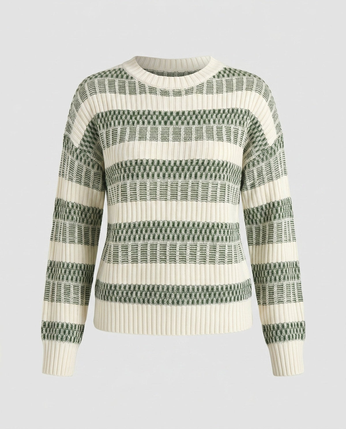 Ladies' knitted sweater with modern rib pattern and wide sleeves - Chichicherry
