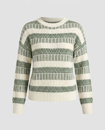Ladies' knitted sweater with modern rib pattern and wide sleeves - Chichicherry