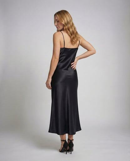 Ladies Lightweight Camisole Maxi Dress in Bias Cut - back view