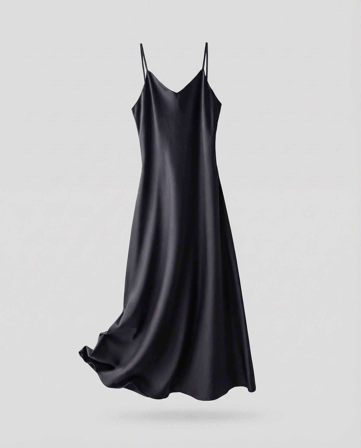 Ladies Lightweight Camisole Maxi Dress in Bias Cut - Black colorway
