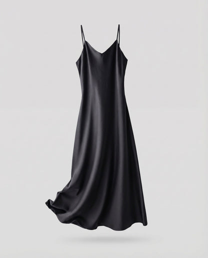 Ladies Lightweight Camisole Maxi Dress in Bias Cut - Black colorway