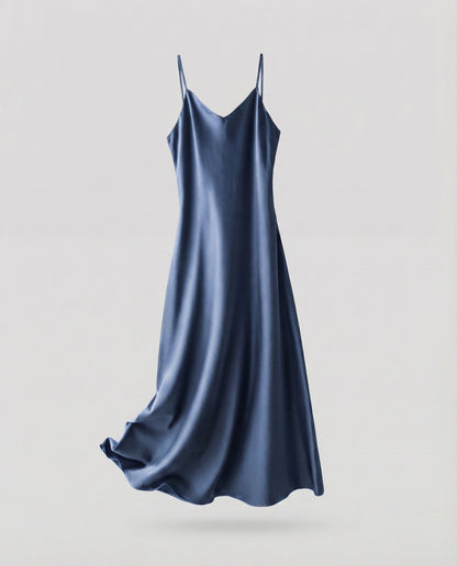 Ladies Lightweight Camisole Maxi Dress in Bias Cut - Blue colorway