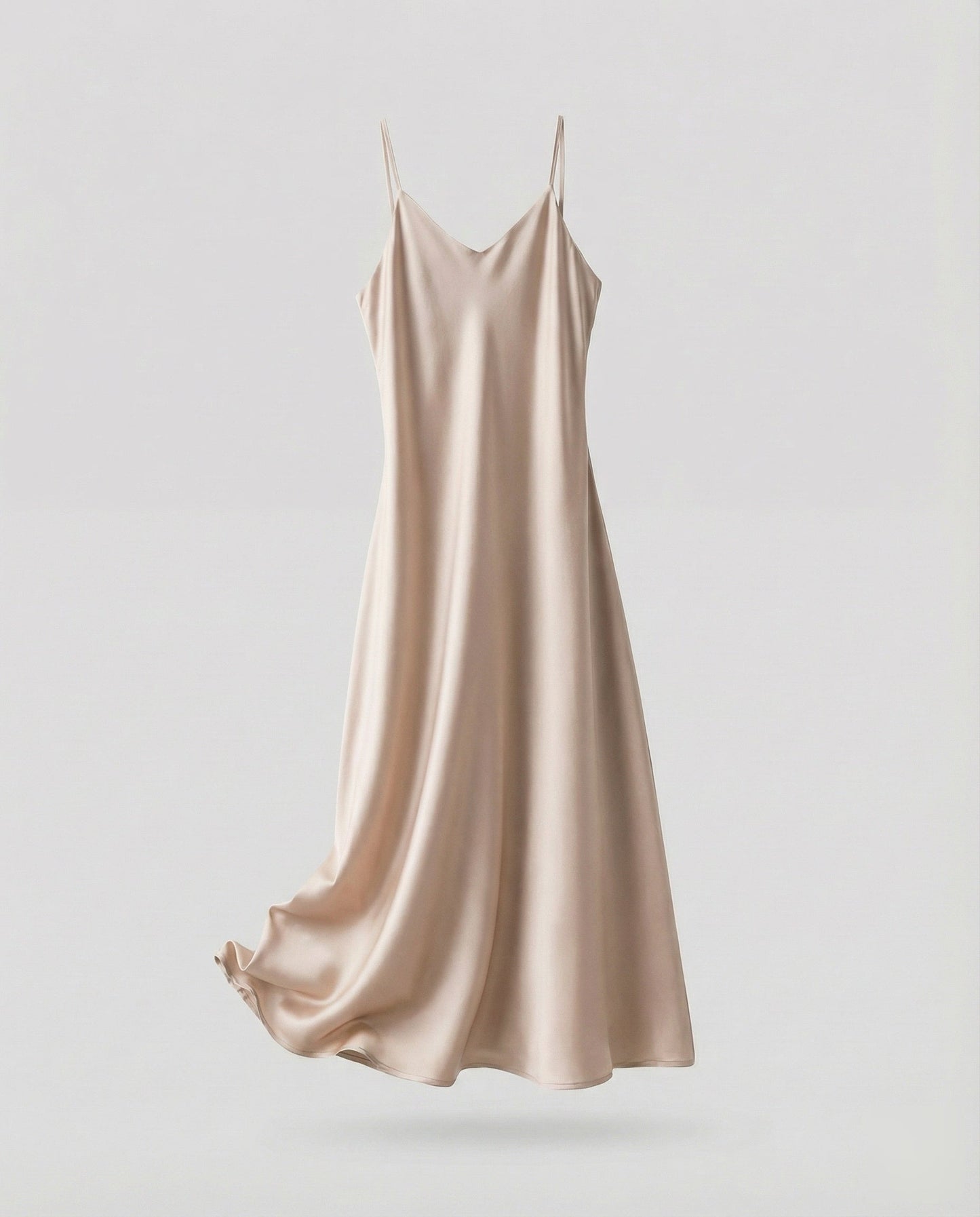 Ladies Lightweight Camisole Maxi Dress in Bias Cut - Champagne colorway