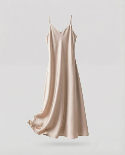 Ladies Lightweight Camisole Maxi Dress in Bias Cut - Champagne colorway