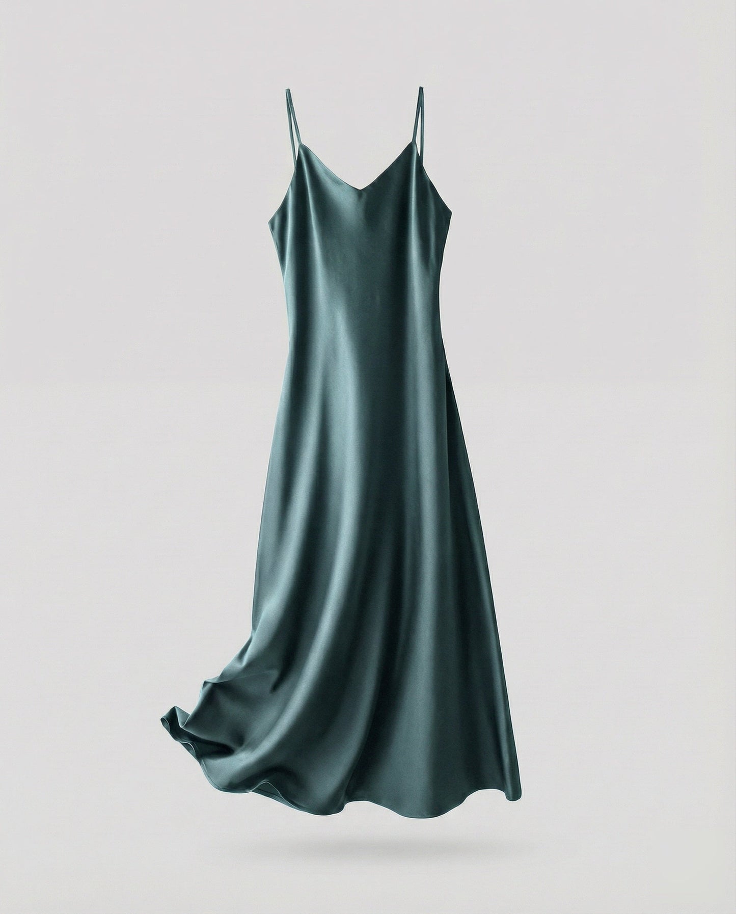 Ladies Lightweight Camisole Maxi Dress in Bias Cut - Green colorway