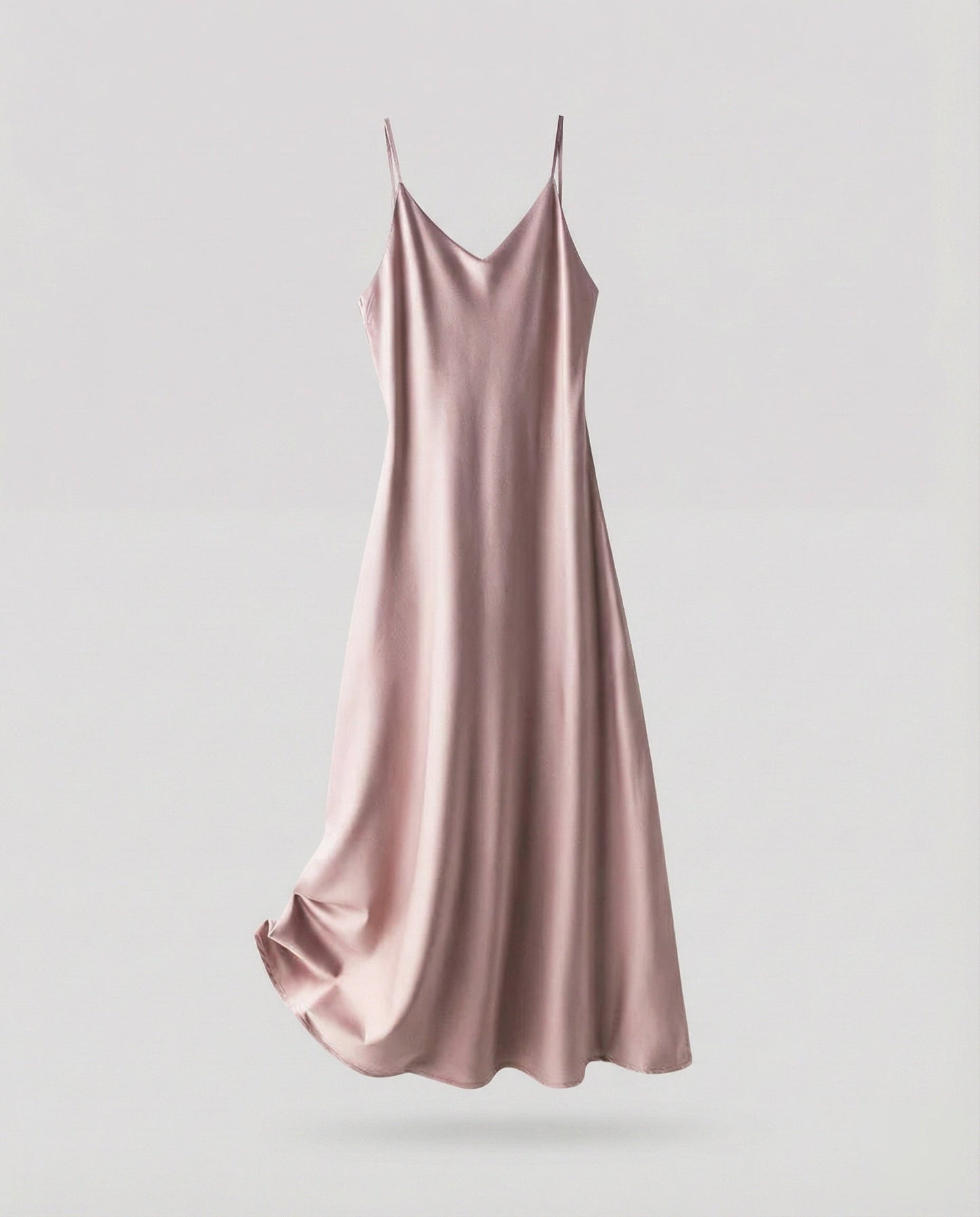 Ladies Lightweight Camisole Maxi Dress in Bias Cut - Pink colorway