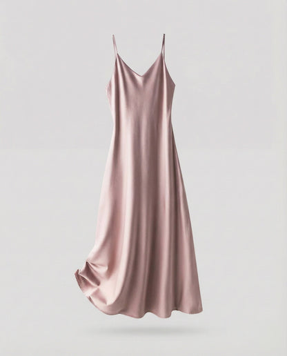 Ladies Lightweight Camisole Maxi Dress in Bias Cut - Pink colorway