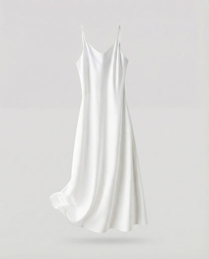 Ladies Lightweight Camisole Maxi Dress in Bias Cut - White colorway