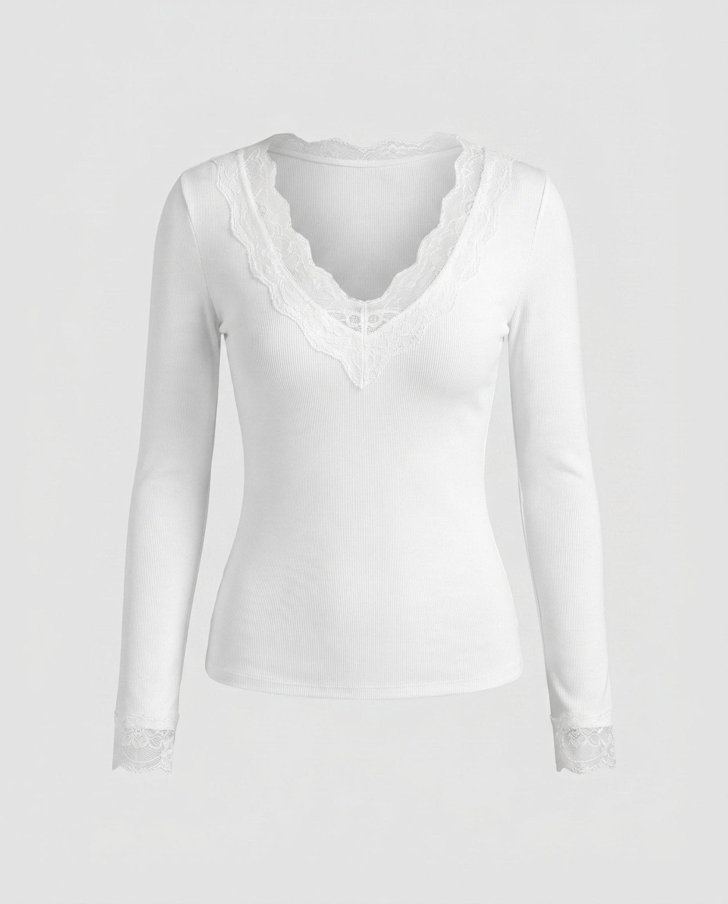 Ladies long sleeve shirt with delicate lace embellishments - Chichicherry