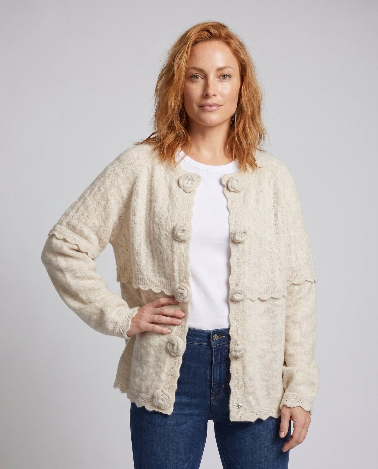 Ladies Long Sleeve Shirt with Romantic Lace Gradient - Chichicherry