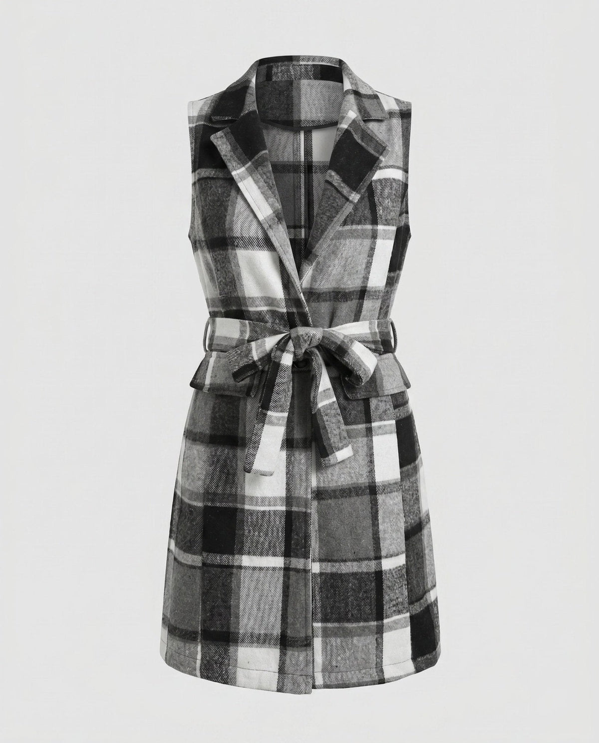 Ladies Long Sleeve Vest in Check Design - Chichicherry