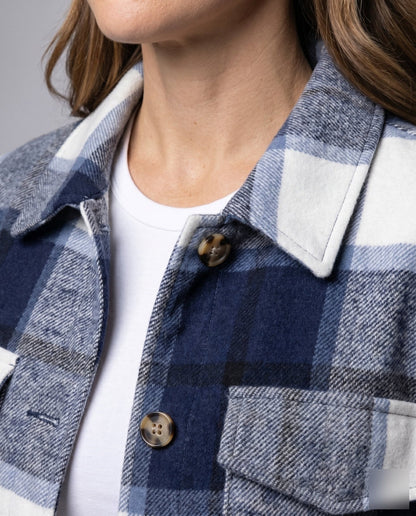 Ladies plaid flannel jacket with stylish button closure - Chichicherry