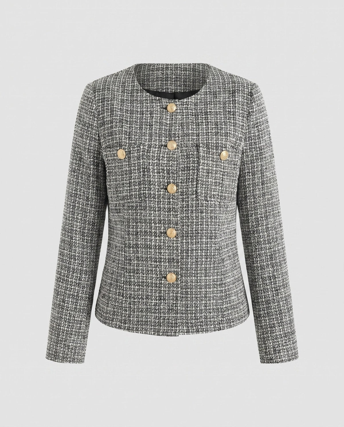 Ladies short jacket with elegant tweed pattern - Chichicherry