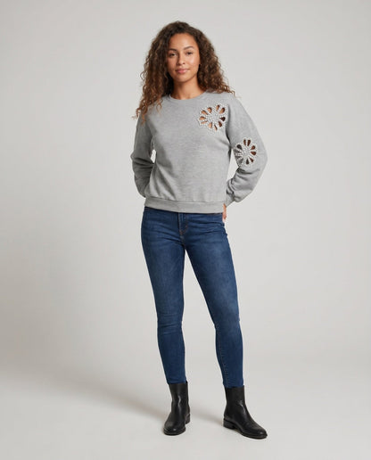 Ladies sweatshirt with decorative pearl accents - Chichicherry