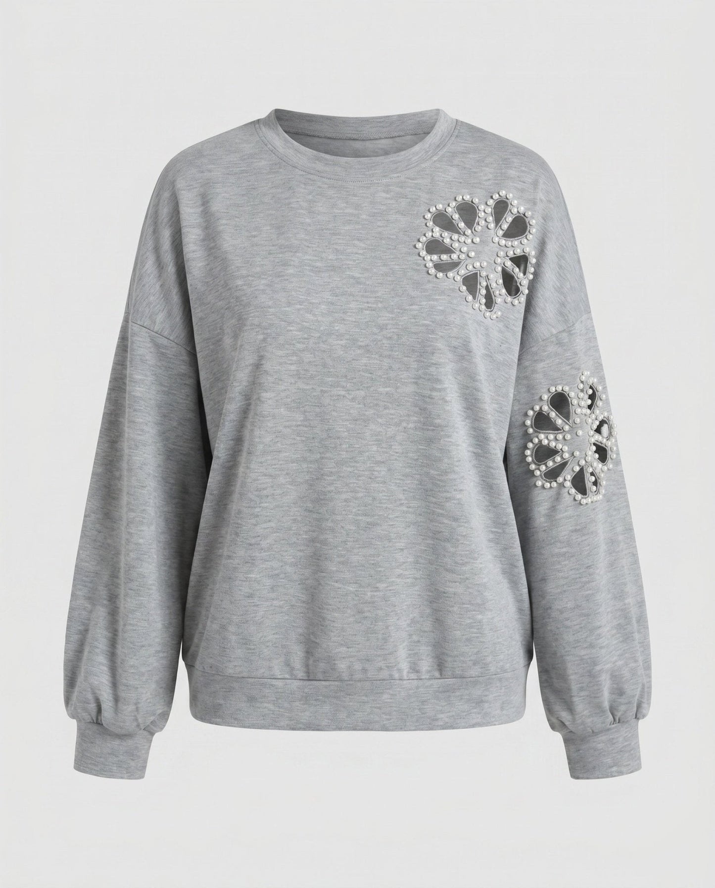 Ladies sweatshirt with decorative pearl accents - Chichicherry