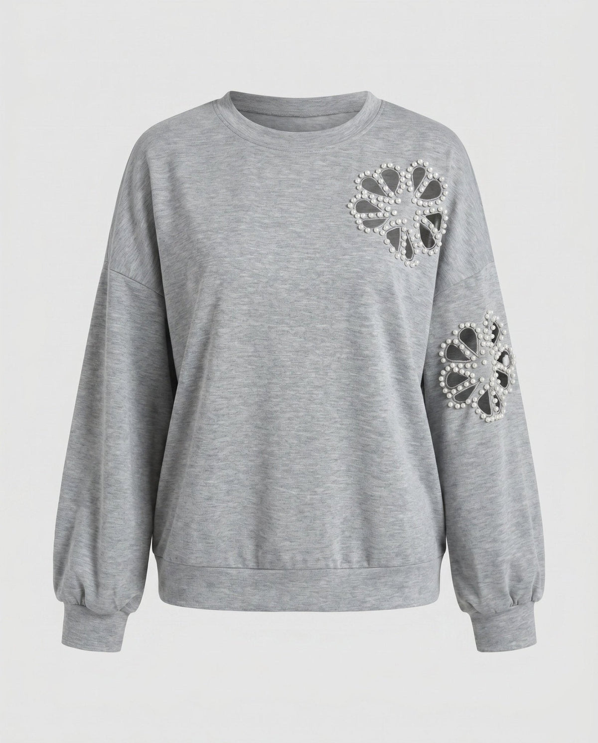 Ladies sweatshirt with decorative pearl accents - Chichicherry