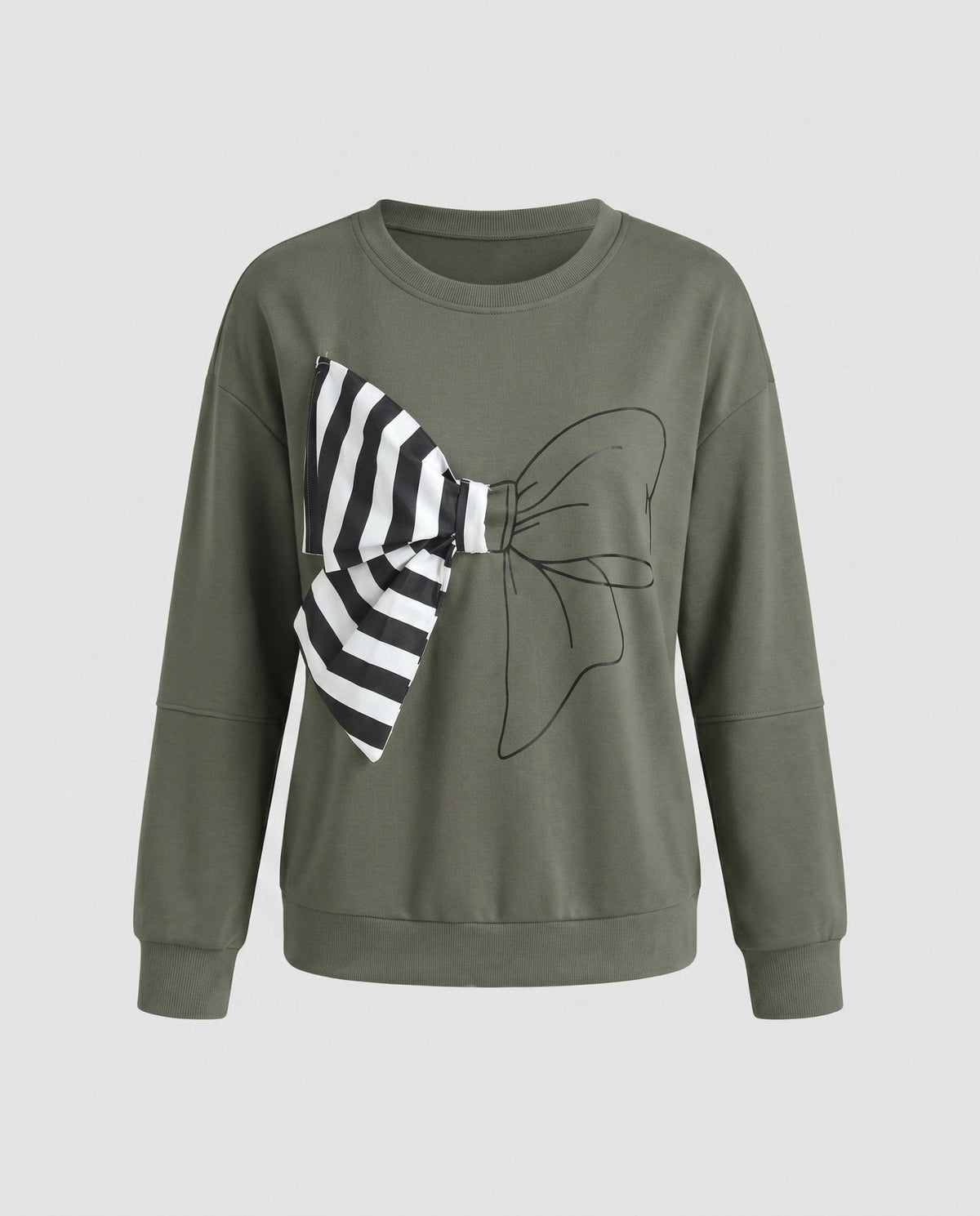 Ladies sweatshirt with fashionable bow motif - Chichicherry