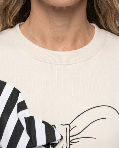 Ladies sweatshirt with fashionable bow motif - Chichicherry