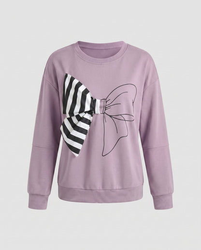 Ladies sweatshirt with fashionable bow motif - Chichicherry