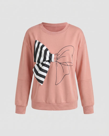 Ladies sweatshirt with fashionable bow motif - Chichicherry