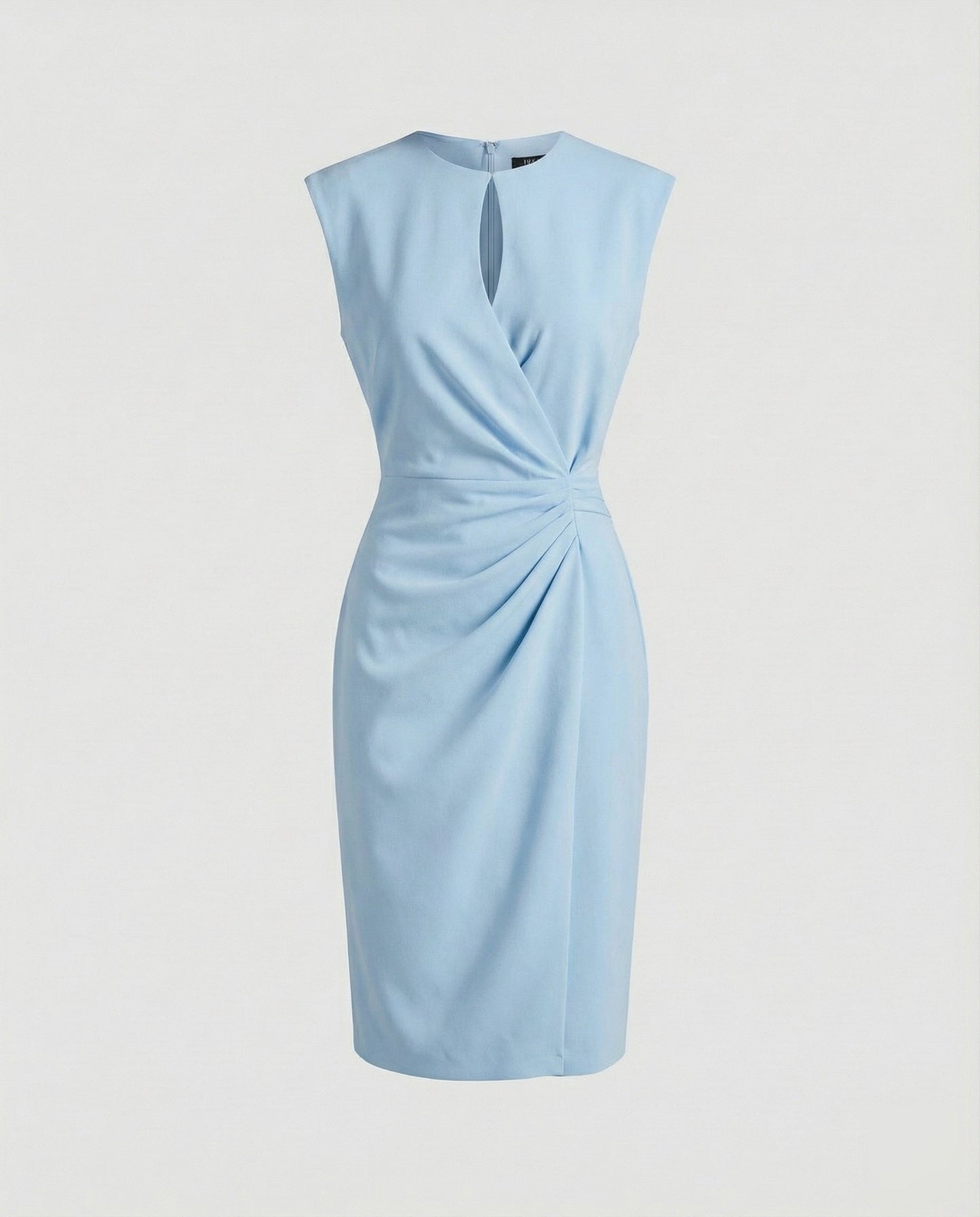 Ladies Tailored Sheath Dress with Keyhole Neckline - Light Blue colorway