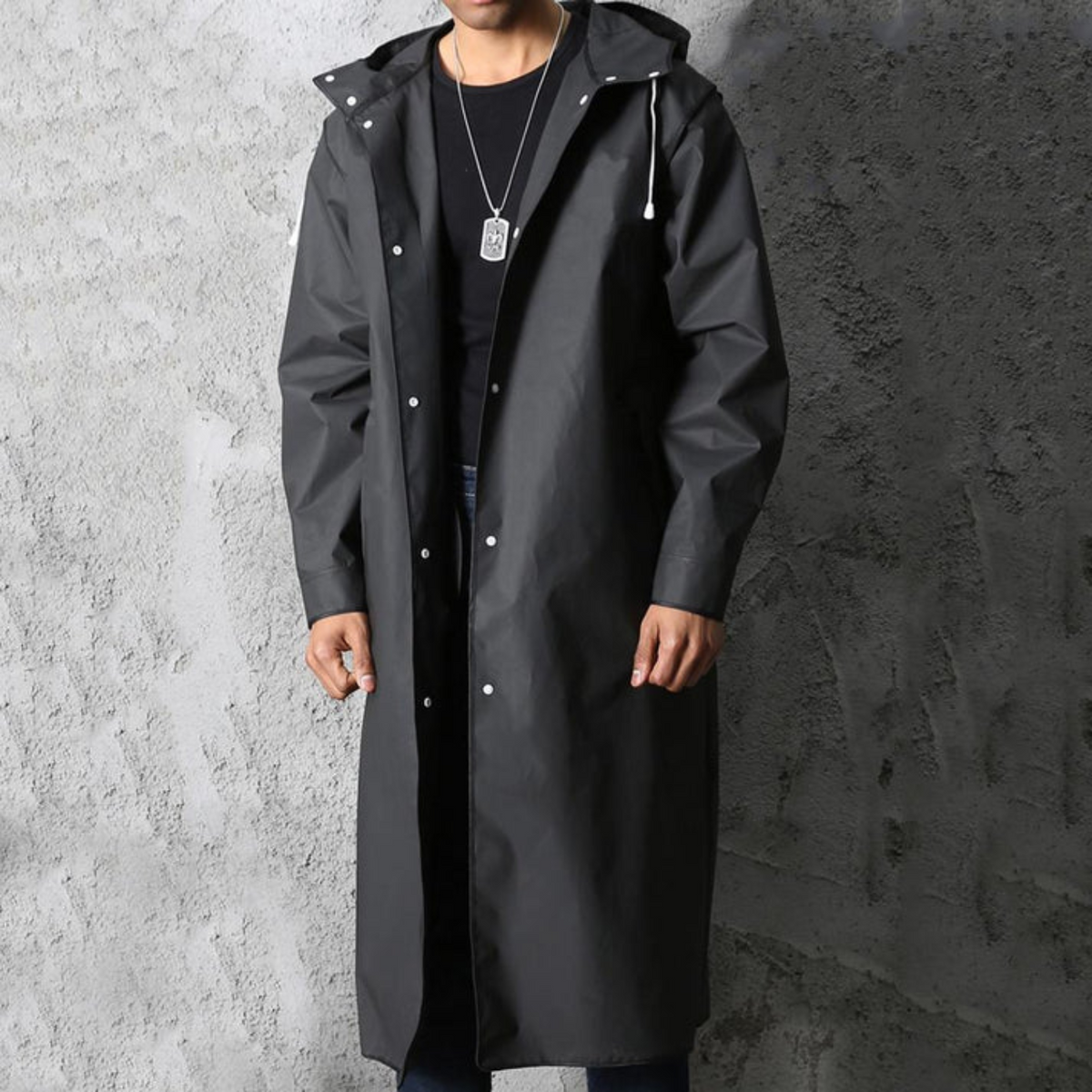 EVA-US | Longer waterproof raincoat for men with hood