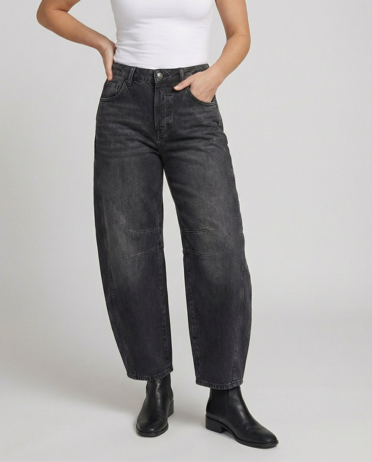 EVA-US | Mid Rise Barrel Jeans for Women