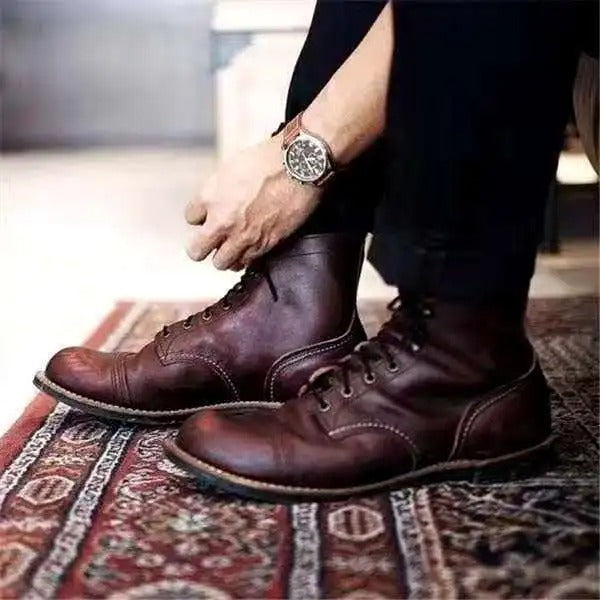 EVA-US | Vintage Leather Boots with Lacing