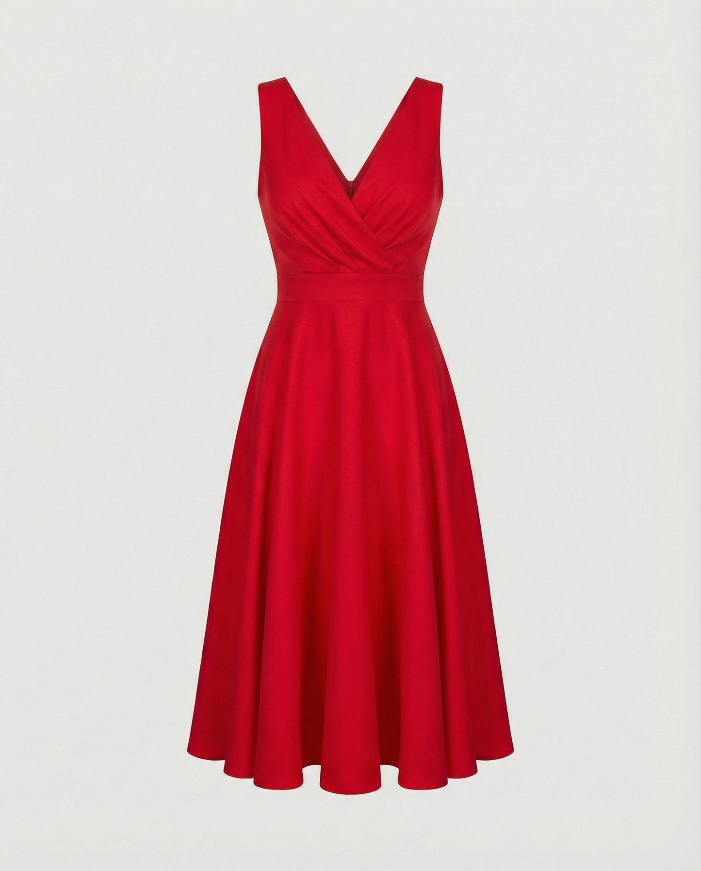 Midi Dress in A-line, Zipper, Straps, V-neck, Sleeveless, Elegant, for Women, Cocktail Party - product photo