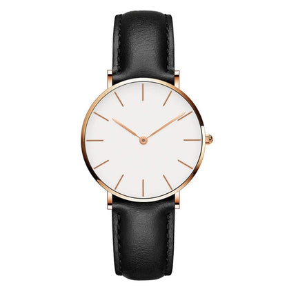 EVA-US | Round Timeless Minimalist Watch With Leather Strap For Women