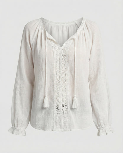 Women Boho Blouse Top with Lace Summer