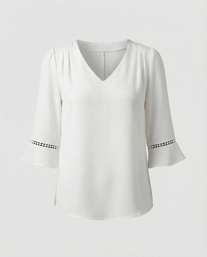 Women's Blouse Top Women's V-Neck Crepe