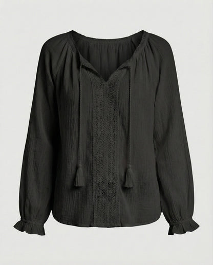 Women Boho Blouse Top with Lace Summer