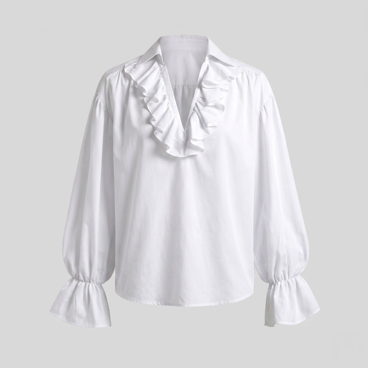 Ladies Elegant Blouse with Ruffles and High-Waisted Pants EVA-US