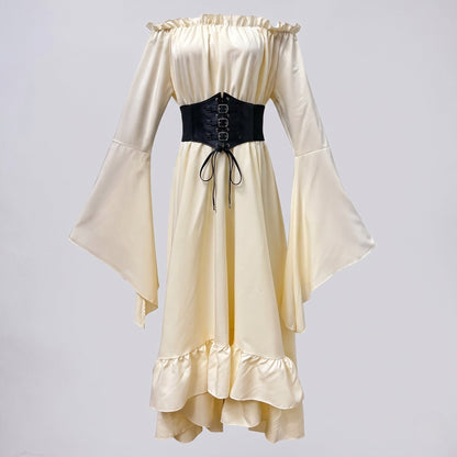 Women’s maxi dress with off-the-shoulder neckline and elegant ruffles EVA-US