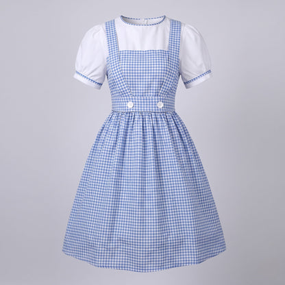 Women's Vintage Dress with Checkered Pattern and Ruffle Details EVA-US