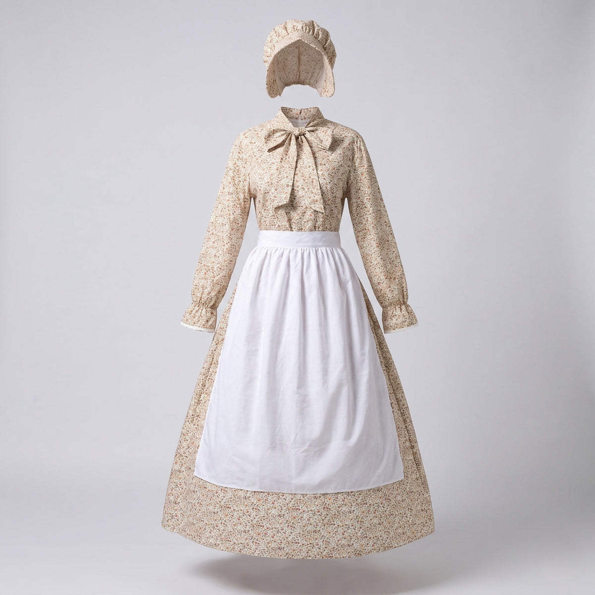 Women's traditional farmer dress with ruffle details and floral pattern EVA-US