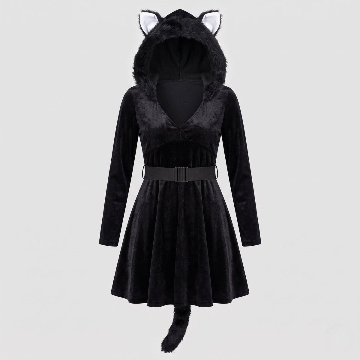 Women playful bear costume with hood and faux fur details EVA-US
