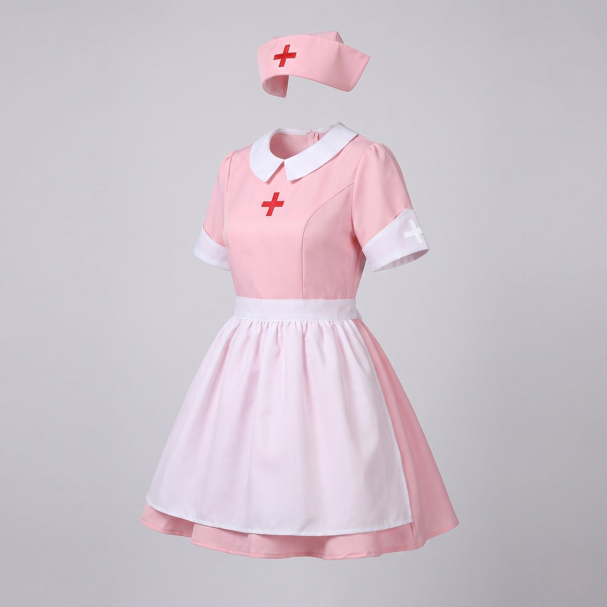 Women's Playful Nurse Costume with Heart-Shaped Appliqués EVA-US
