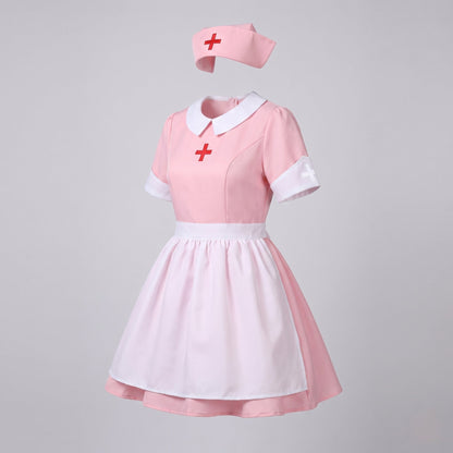 Women's Playful Nurse Costume with Heart-Shaped Appliqués EVA-US