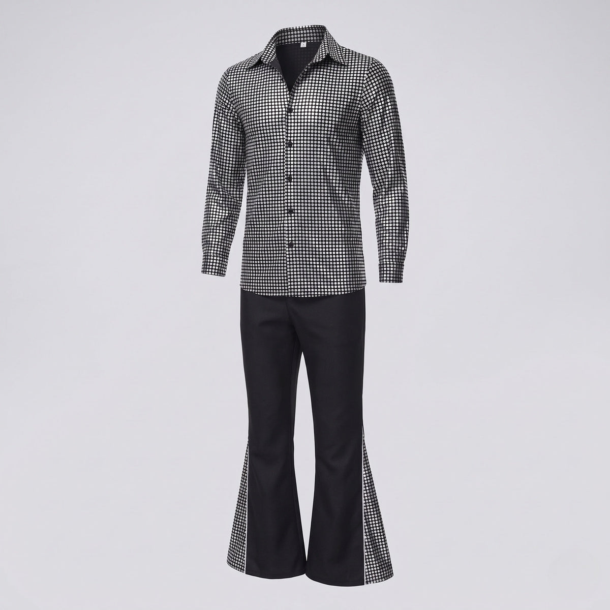 Men's disco shirt with glitter accents and wide flared pants EVA-US