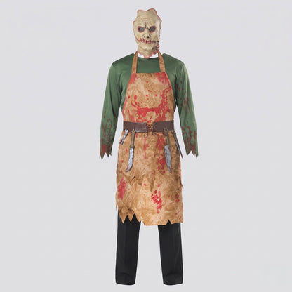 Men's Creepy Butcher Costume with Bloody Apron Design EVA-US