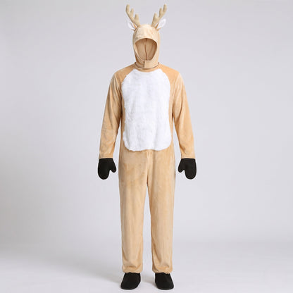 Men's Plush Reindeer Costume with Animal Ears and Comfortable Fit EVA-US